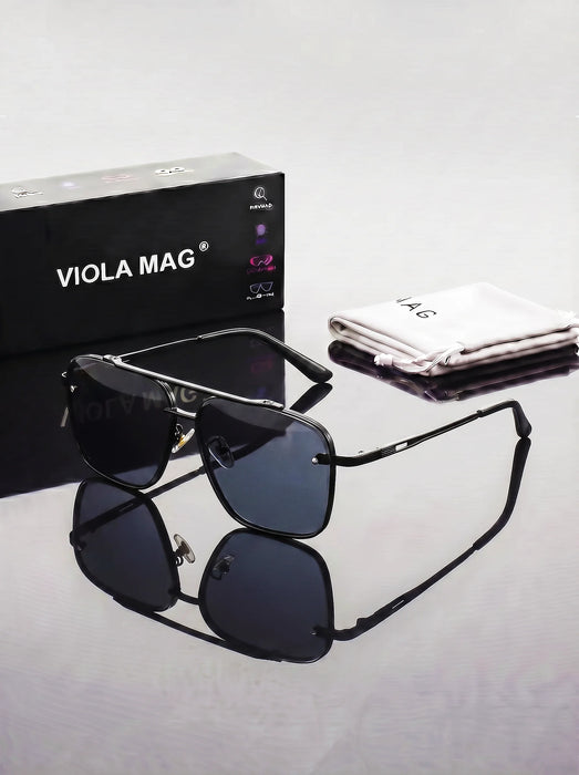 Gafas de sol de aviador con doble puente de estilo retro de lujo VIOLA MAG, gafas de piloto prémium, gafas de sol cuadradas de diseñador de moda con protección