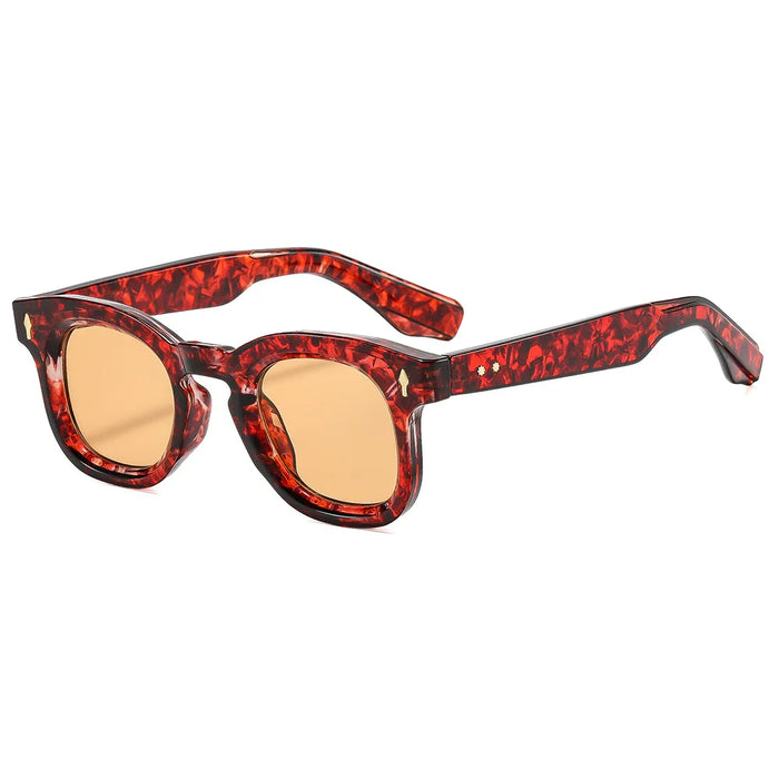 Ins Popular Women Square Sunglasses Men Vintage Rivets Punk Female GREEN Shades UV400 Fashion Male Sun Glasses
