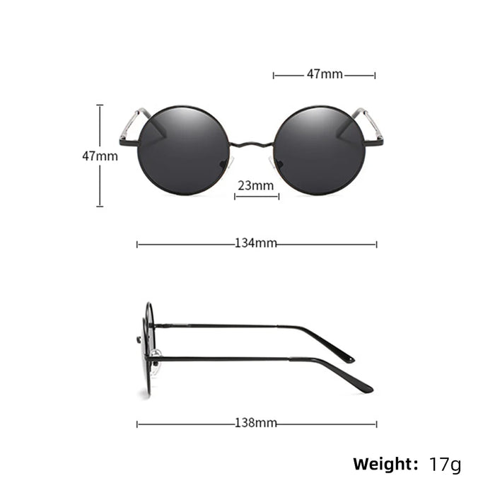 VIVIBEE Lunettes de soleil classiques polarisées rondes en métal pour femmes, décontractées, rétro UV400, pour hommes, noires, tendance 2026