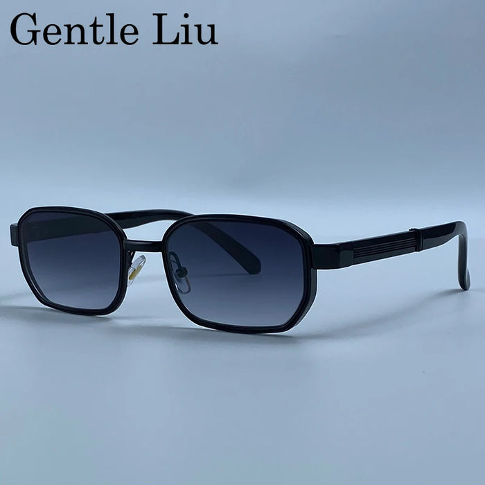 Rectangle Steampunk Sunglasses Men 2026 Luxury Brand Hip Hop Vintage Gold Frame Sun Glasses Male Retro Punk Streetwear Eyewear