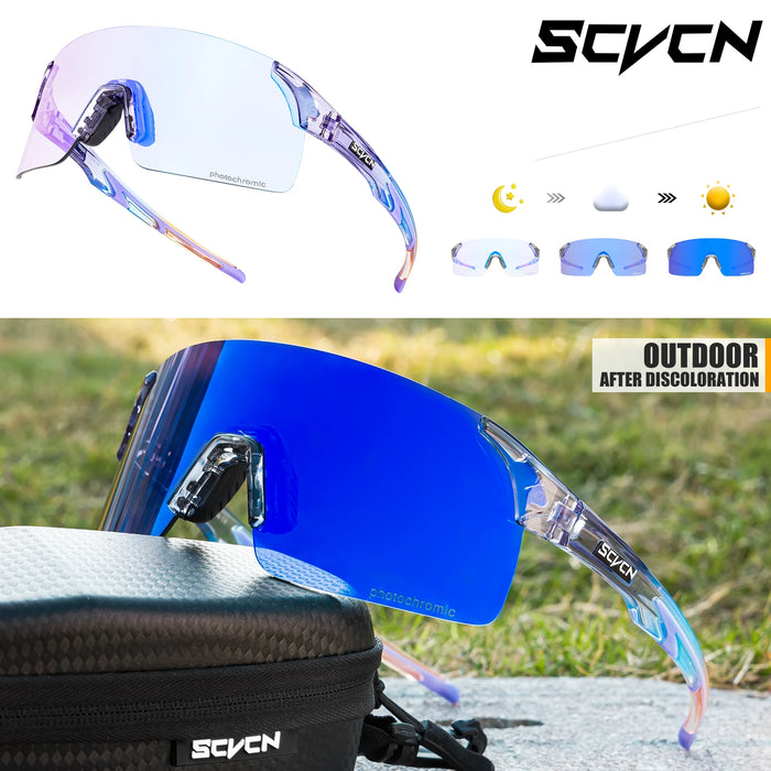 SCVCN New Photochromic Sunglasses Man MTB Climbing Glasses Outdoor Sports Bike Cycling Glasses Women Driving Bicycle Goggles