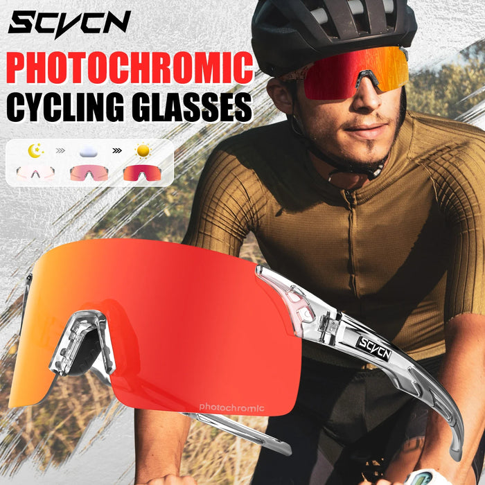 SCVCN New Photochromic Sunglasses Man MTB Climbing Glasses Outdoor Sports Bike Cycling Glasses Women Driving Bicycle Goggles