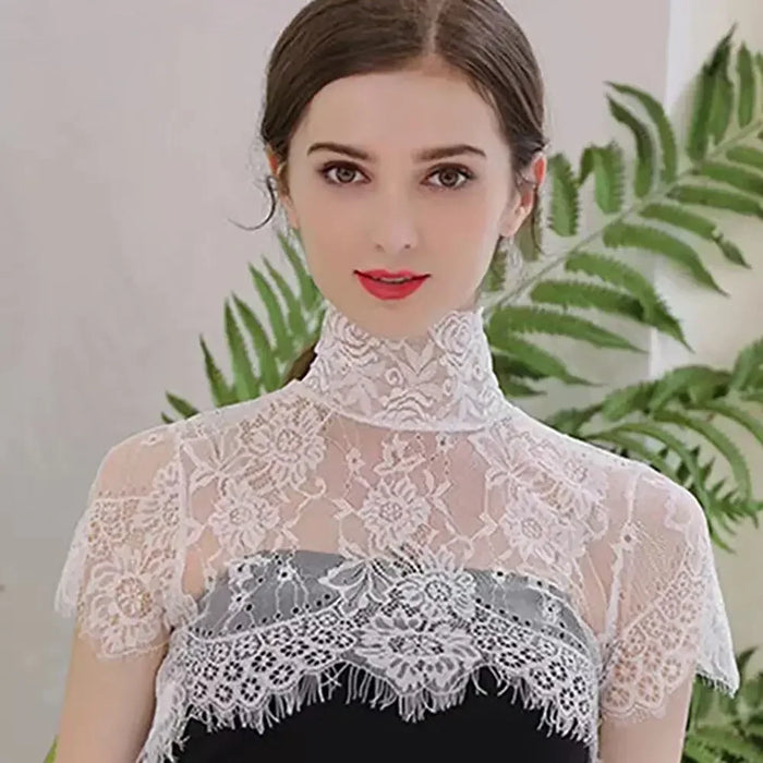 Beautiful Petal Fake Collar Black Lace False Blouse Detachable Lapel False Collar Sweater