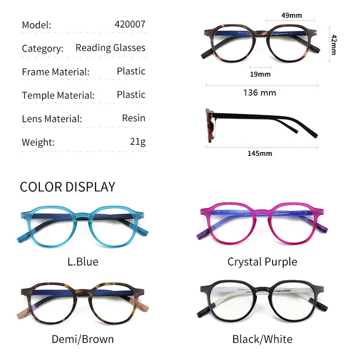 ZENOTTIC Gafas retro circulares anti luz azul Gafas de ordenador redondas con bloqueo de luz azul para unisex Moda 420007