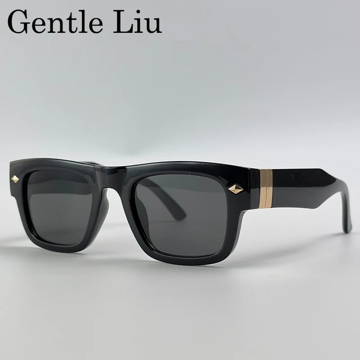 Lunettes de soleil rétro steampunk carrées photochromiques pour hommes, marque de luxe, design oversize, monture épaisse, rivet, lunettes de soleil pour homme