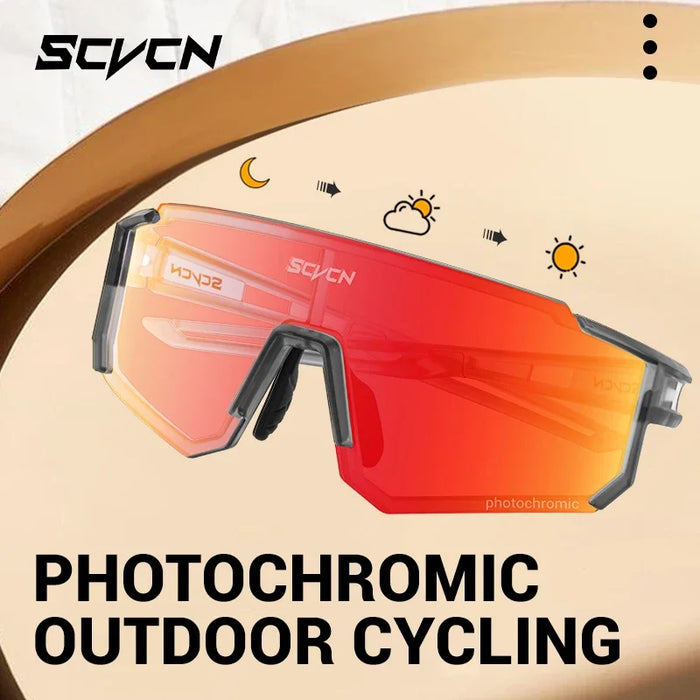 SCVCN Color Photochromic Cycling Glasses Men MTB Cycling Sunglasses Women Road Bike Glasses Outdoor Sports Bicycle Sunglasses