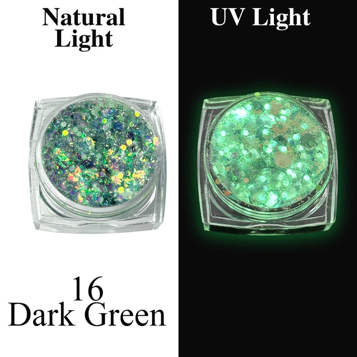 Luminous Glitter Gel Face Body Art Makeup UV Glow in The Dark Waterproof Long Lasting for Party Rave Festival Cosmetic Tool