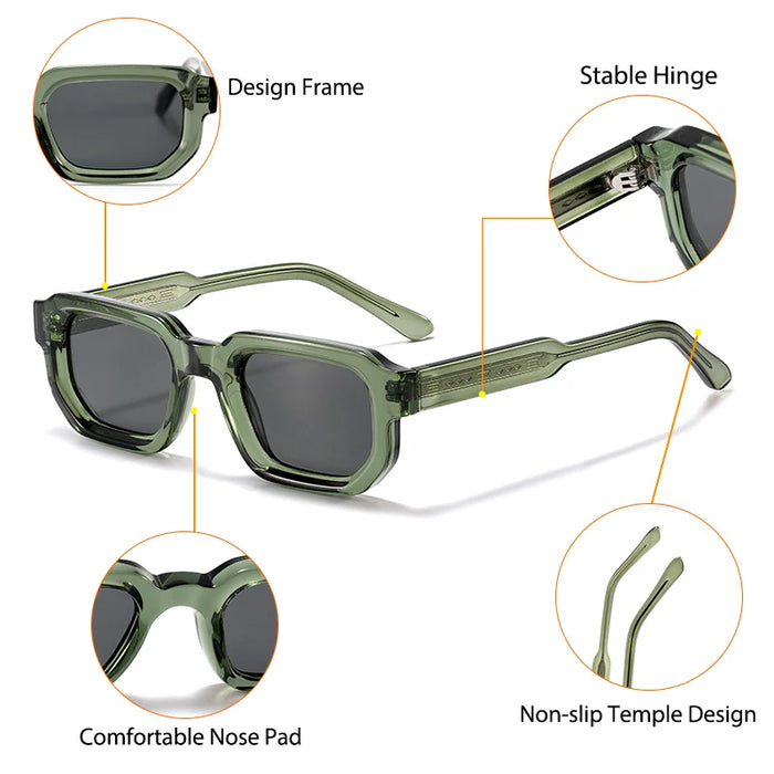 HBK New Fashion Small Frame Men Sunglasses Polygon Cupronickel Core Insert Leg Sun Glasses Outdoor Party Vacation Travel