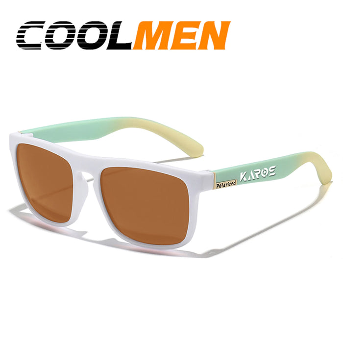 COOLMEN Gafas de sol polarizadas clásicas cuadradas para hombre, pesca, exteriores, conducción, ciclismo, correr, estilo vintage, montura grande, protección UV400