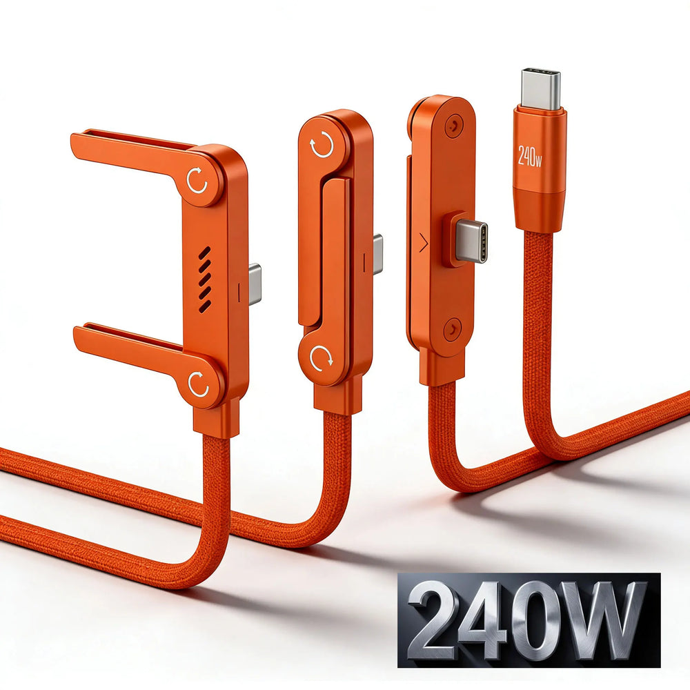 Cable de carga plegable de 1,5 m con soporte integrado Cable de carga rápida para teléfono/tableta Cable de datos ultrarrápido de 240 W Soporte para teléfono