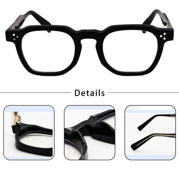 HBK Retro Square Glasses Frames Men Flat Lenses Anti Blue Light TR90 Eyeglass Frames High-Quality Reading Eyeglasses for Women