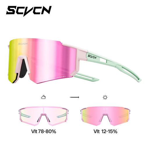 Lunettes de cyclisme photochromiques SCVCN pour la nuit, sport en plein air, protection UV400, voyage, camping, VTT, pour hommes et femmes