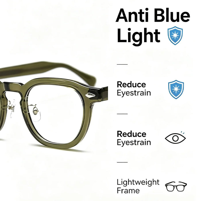 HBK Retro Men's Eyeglass Frames Luxury Anti BlueLight Lenses TR-90 Frame Glasses Women's Reading Computer Eyewear