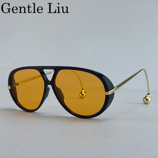 Gafas de sol de piloto ovaladas extragrandes estilo punk para mujer, montura grande 2026, nuevas gafas de moda vintage, gafas de sol de doble puente para mujer UV400