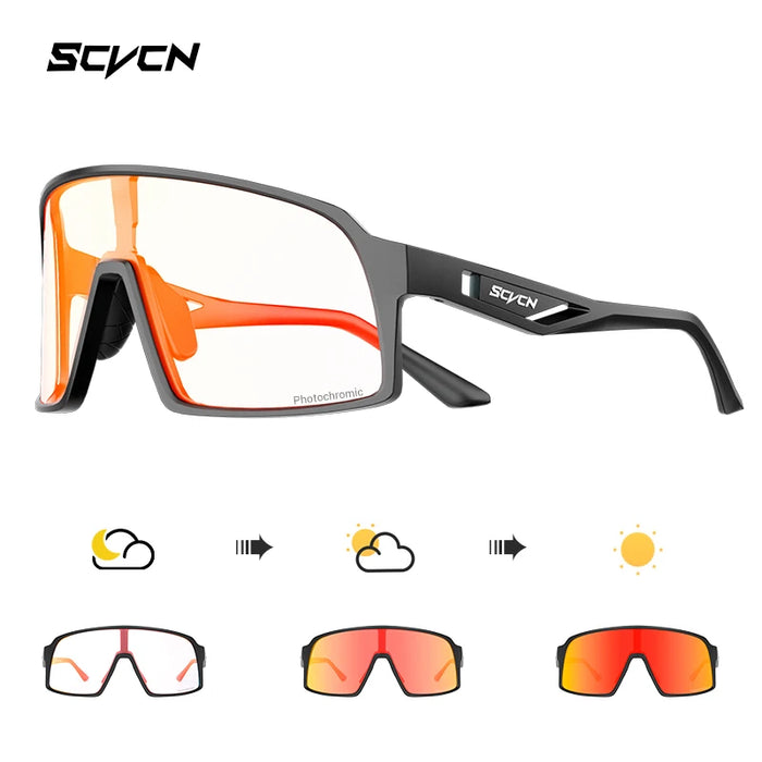 SCVCN Photochromic Cycling Glasses Men Women Running Sunglasses Outdoor Sports Motorcycle Bike Riding Eyewear Driving Fishing