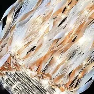 20-200Pcs Light Up Wedding Sparklers Wedding Wands Ribbon Streamers LED Silk Fairy Wands with Bells for Birthday Concert Raves