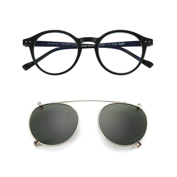 ZENOTTIC 2026 Fashion/Retro Clip On Sunglasses (Anti Blue Light Glasses+Polarized Clip)  for Men Women