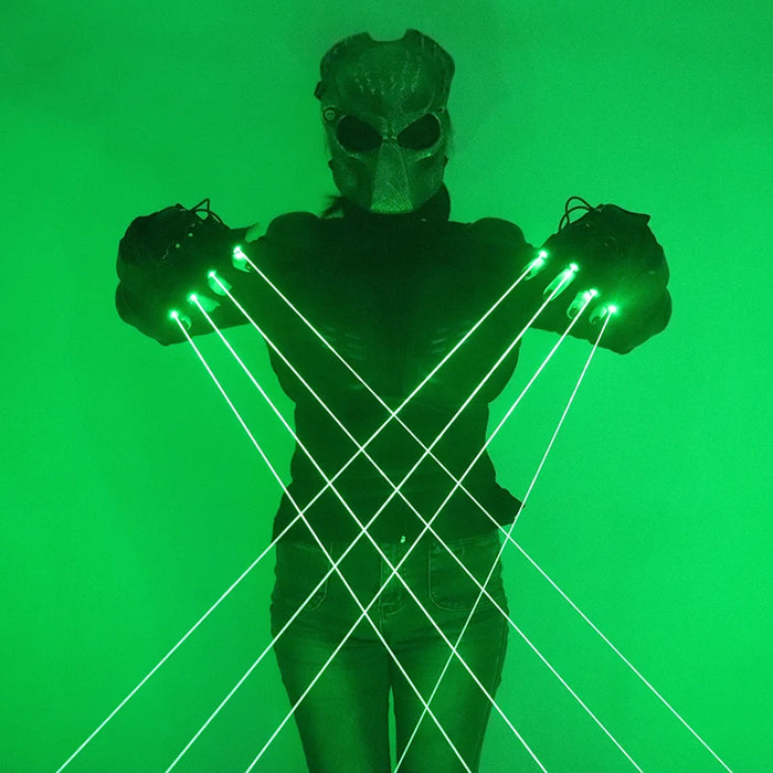 Gants Laser Vert 532 nm Faisceau Doigt Flash Point Unique Grand Faisceau Canon Laser Gants Lumineux LED pour Paume pour DJ Club Soirée Spectacle