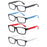 MODFANS Rectangular Classic Matte Frame, Solid-Color Temples, Reading Glasses for Men and Women, Prescription +1.0 to +4.0.