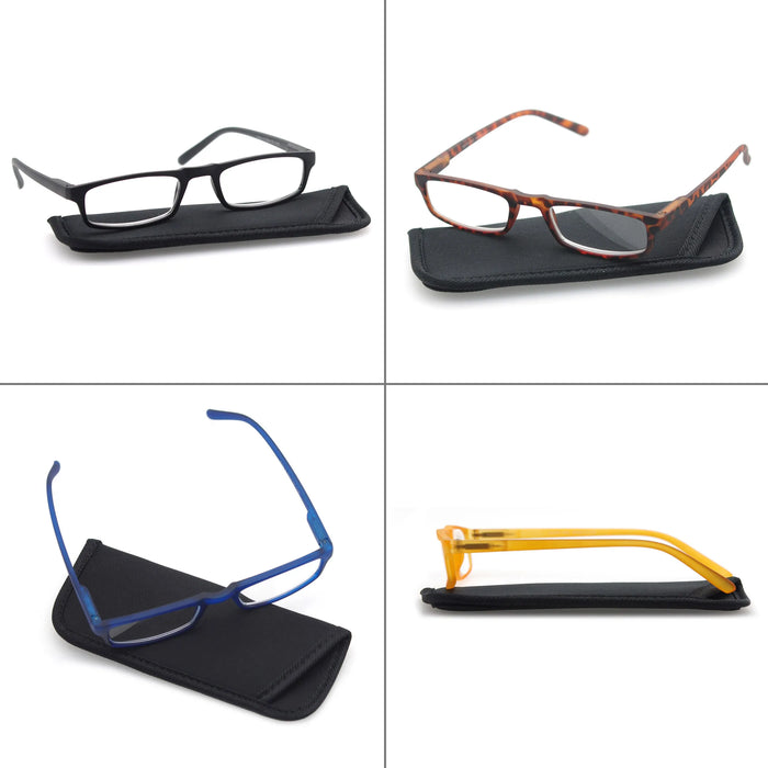 4 Paires Reading Glasses for Men Women Narrow Square Frame Readers Eyeglasses Spring Hinge with Diopter
