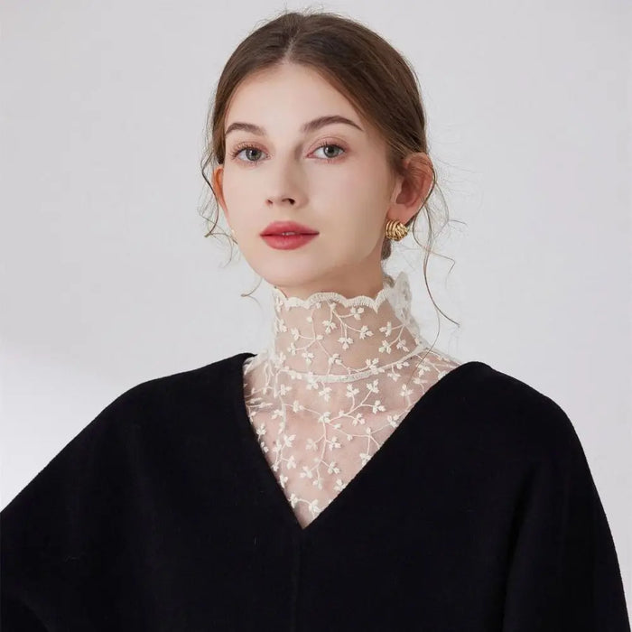 Beautiful Petal Fake Collar Black Lace False Blouse Detachable Lapel False Collar Sweater