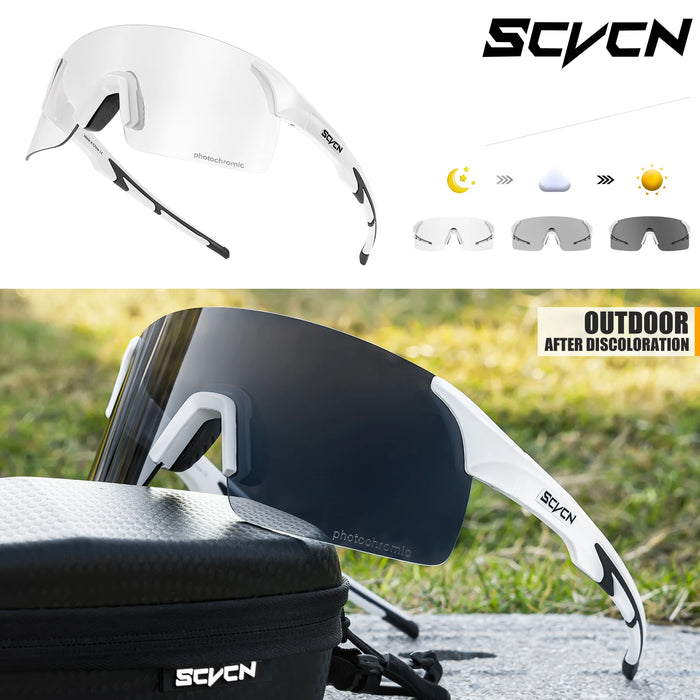SCVCN New Photochromic Sunglasses Man MTB Climbing Glasses Outdoor Sports Bike Cycling Glasses Women Driving Bicycle Goggles