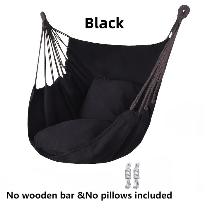 Portable 2-in-1 Hammock Chair Durable Striped Fabric Comfortable Hanging Lounger Camping Essential