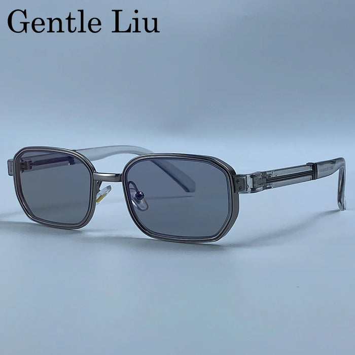 Rectangle Steampunk Sunglasses Men 2026 Luxury Brand Hip Hop Vintage Gold Frame Sun Glasses Male Retro Punk Streetwear Eyewear