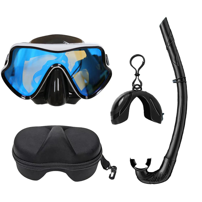 Snorkeling Mask Diving Goggles Full Wet Silicone Foldable Tube Mirror Tempered Glass Len Diving Mask Travel Size With Case