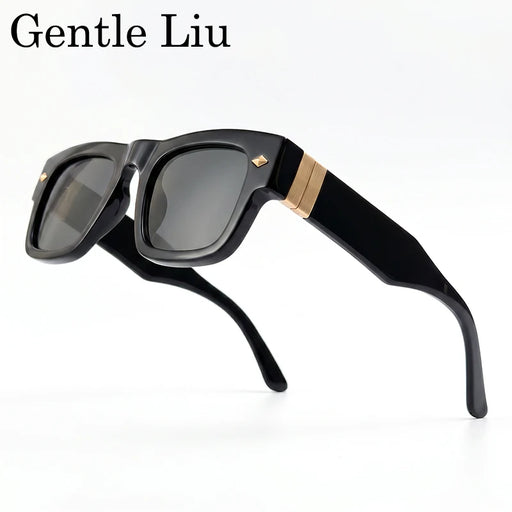 Lunettes de soleil rétro steampunk carrées photochromiques pour hommes, marque de luxe, design oversize, monture épaisse, rivet, lunettes de soleil pour homme