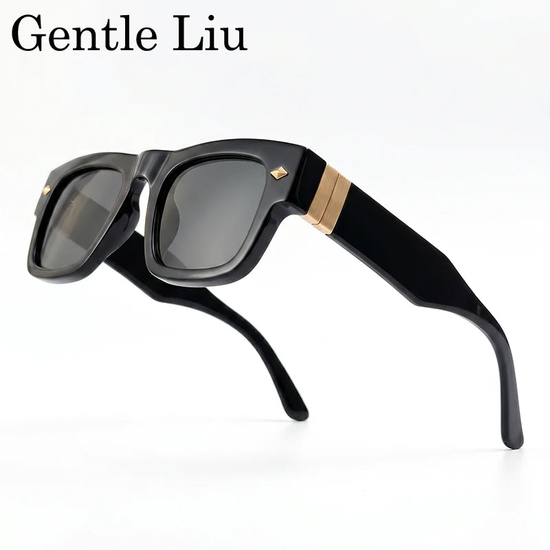 Lunettes de soleil rétro steampunk carrées photochromiques pour hommes, marque de luxe, design oversize, monture épaisse, rivet, lunettes de soleil pour homme
