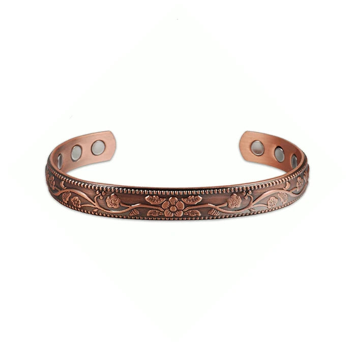 Solid Copper Bracelets for Women Adjustable Cuff Flower Copper Magnetic Bracelet Arthritis Benefit Health Energy Bracelet Female