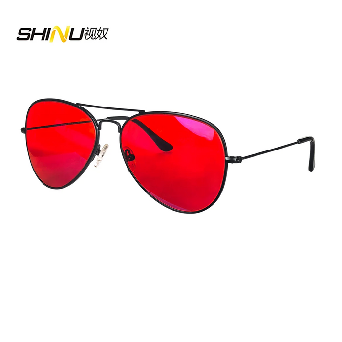 SHINU Gafas con lentes de bloqueo de luz azul para hombre, lentes naranjas, filtro de luz azul, mejor sueño y descanso, montura de metal