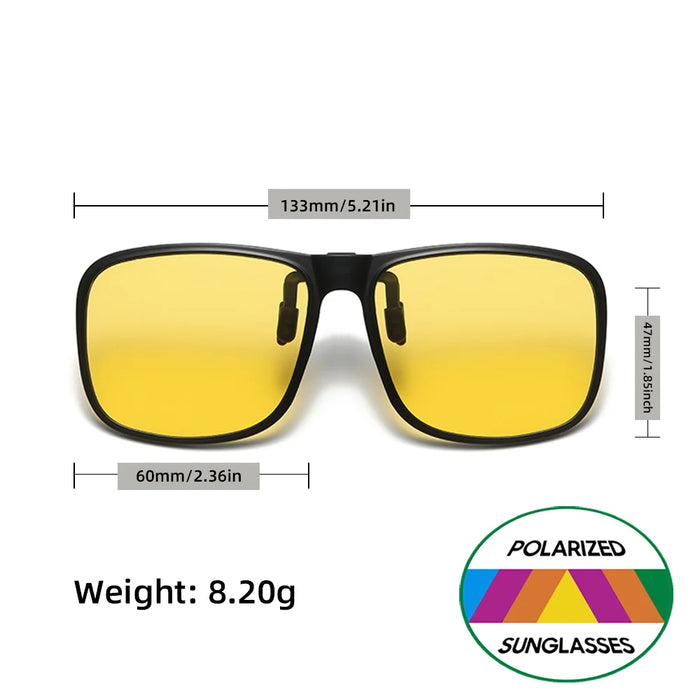 VIVIBEE Flip Up Clip On Night Vision Glasses Polarized Men Driving Yellow Sunglasses Women UV400 Fishing Universal Clips