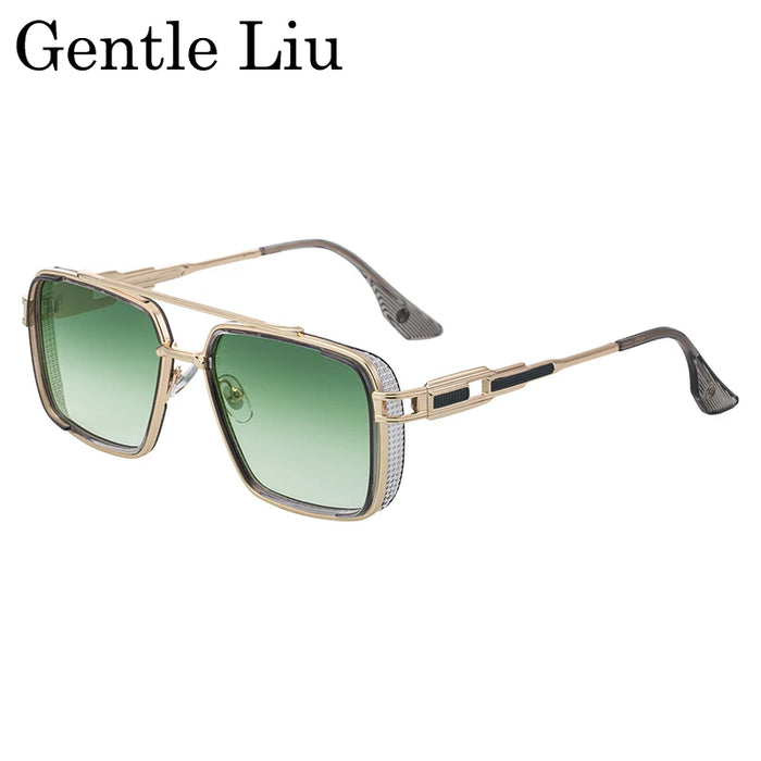 Lunettes de soleil Steampunk Classique Carrées Homme 2026 Marque de luxe Punk Métal Double Pont Lunettes de soleil pour Homme UV400 Lunettes de conduite Punk