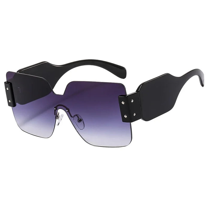 Vintage Rimless Square Sunglasses Women Men Wide Leg Big Frame Sun Glasses Shades UV400 Oculos Gafas De Sol Luxury Brand