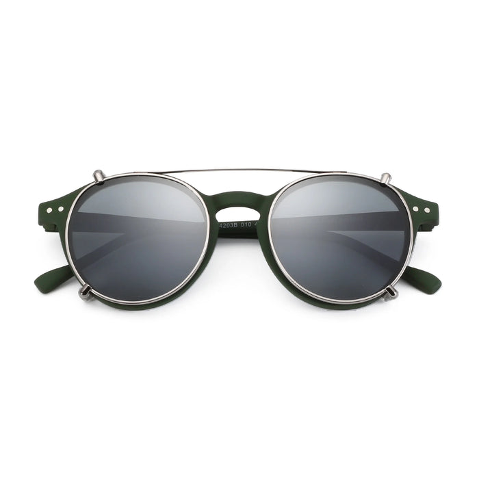 ZENOTTIC-Steampunk Style Clip On Sunglasses for Men Women Anti Blue Light Glasses+Polarized Clip Fashion/Retro Computer Eyewear