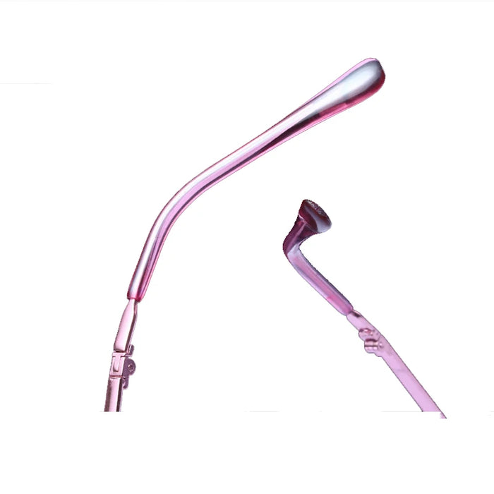 Women's bifocal reading glasses with anti-blue light, folding case, oval pink, for presbyopia.