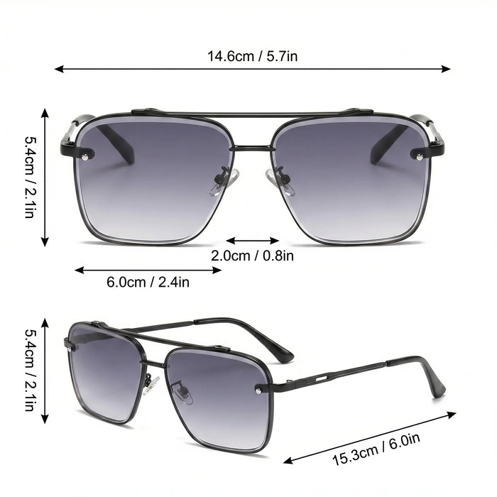 Gafas de sol de aviador con doble puente de estilo retro de lujo VIOLA MAG, gafas de piloto prémium, gafas de sol cuadradas de diseñador de moda con protección