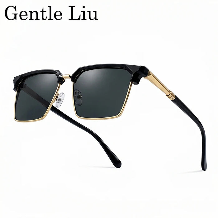 2026 Lunettes de Soleil Carrées de Luxe Designer Homme Classique Vintage Monture Métal Noir Or Lunettes de Soleil Steampunk Conduite
