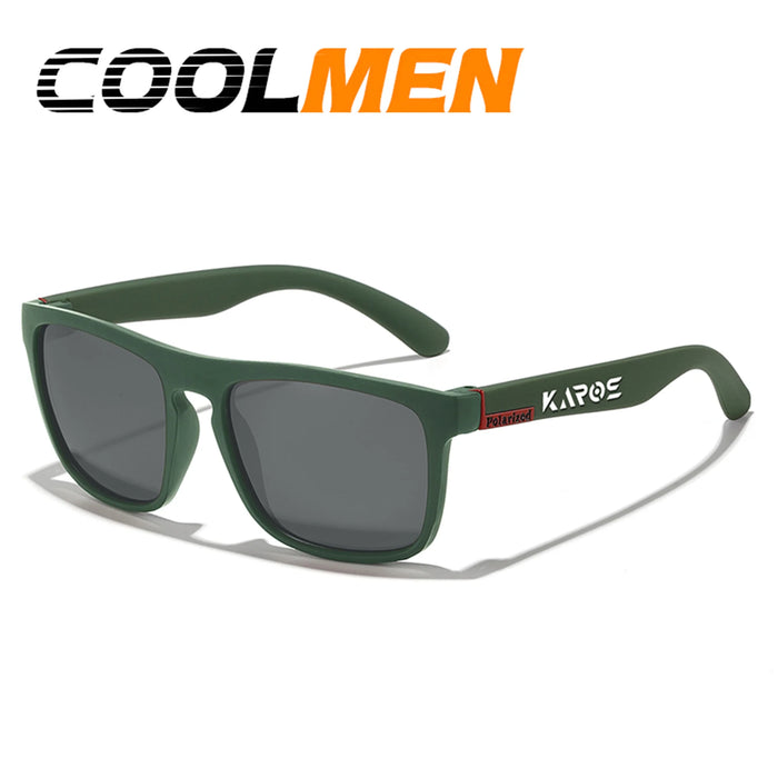 COOLMEN Gafas de sol polarizadas clásicas cuadradas para hombre, pesca, exteriores, conducción, ciclismo, correr, estilo vintage, montura grande, protección UV400