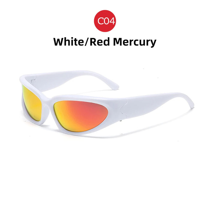 VIVIBEE Y2K Sunglasses Women Steampunk Mirror White Sports Mne Goggles UV400 Punk Sun Glasses 2026 Trending Product