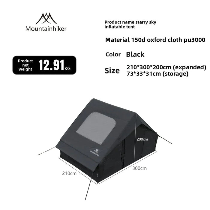 MOUNTAINHIKER 6.3㎡ Outdoor Inflatable Tent Quick Setup Camping Tent 3/4P Overnight Rainproof Picnic Large Thickened Cabin Family