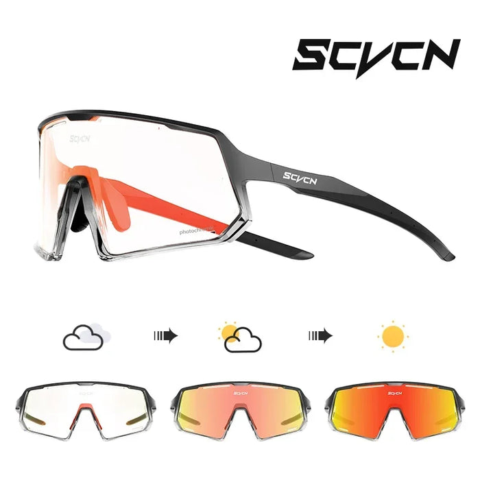 SCVCN Photochromic Cycling Glasses TR90 Frame for Men Women UV400 Outdoor Sports Sunglasses Cycling MTB Driving Running Glasses