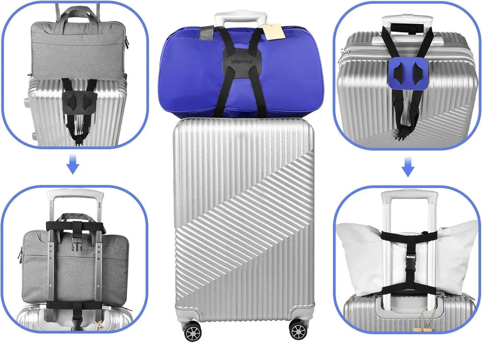 Correas de equipaje elásticas para bolsos, correas ajustables para maletas, cinturón elástico para maletas, fácil de viajar, correa elástica para maletas (negro)