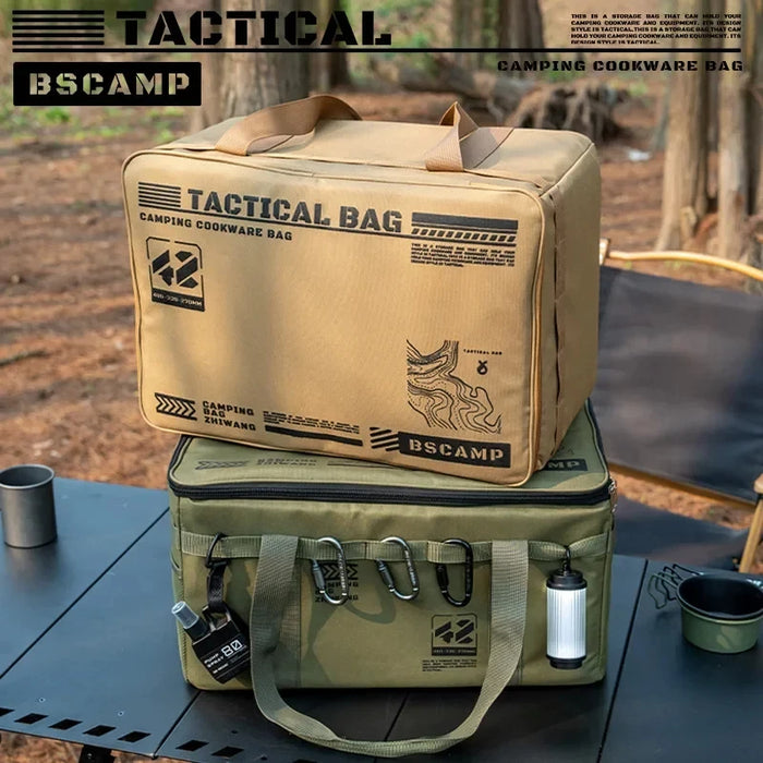 Bolsa de camping táctica aislada e impermeable de 30L/42L/56L, caja de almacenamiento plegable para vajilla de pícnic al aire libre, batería de cocina de campo de gran capacidad.
