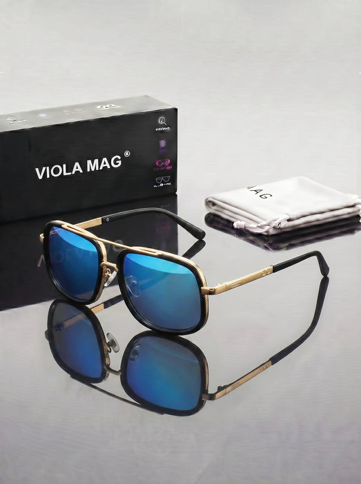 Gafas de sol de aviador VIOLA MAG de lujo retro con doble puente, gafas de piloto premium, gafas de diseñador de moda con terciopelo protector