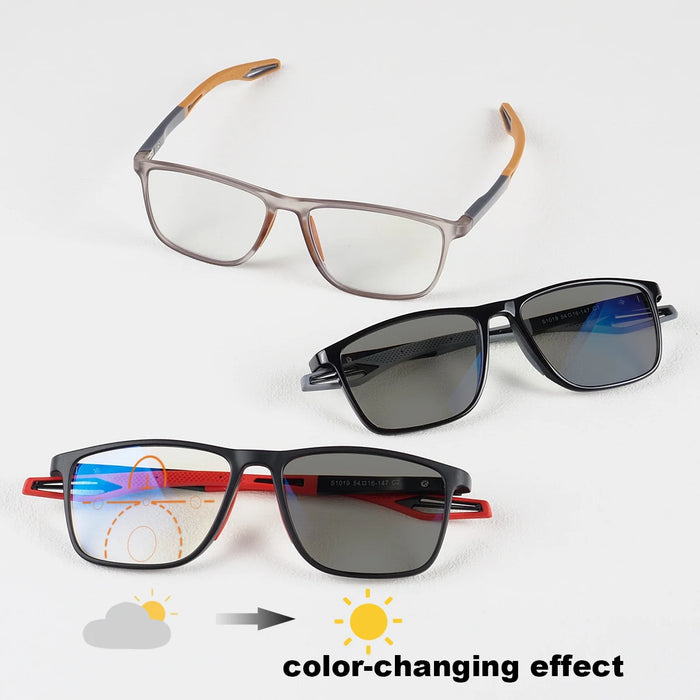 Men Women Square Reading Glasses Progressive Multifocal Photochromic Customized Spring Hinge Comfortable Wear Clear Lens Readers