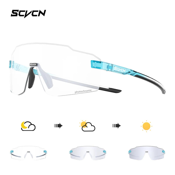 SCVCN Ultralight Photochromic Sports Running Sunglasses Men Women Outdoor Road Cycling Glasses UV400 Windproof Sandproof Goggles