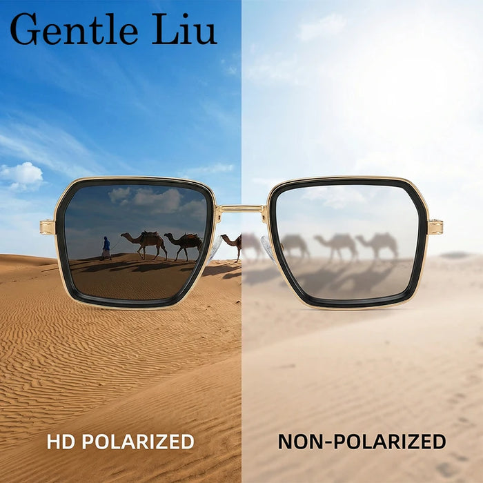 Steampunk Polygon Polarized Sunglasses Men 2026 Luxury Brand Change Color Sun Glasses For Male Driving Eyewear Metal Frame Shade